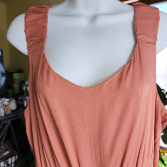 Polagram Lightweight Wide Leg Tank Jumpsuit Terracotta   2X - Picture 2 of 13